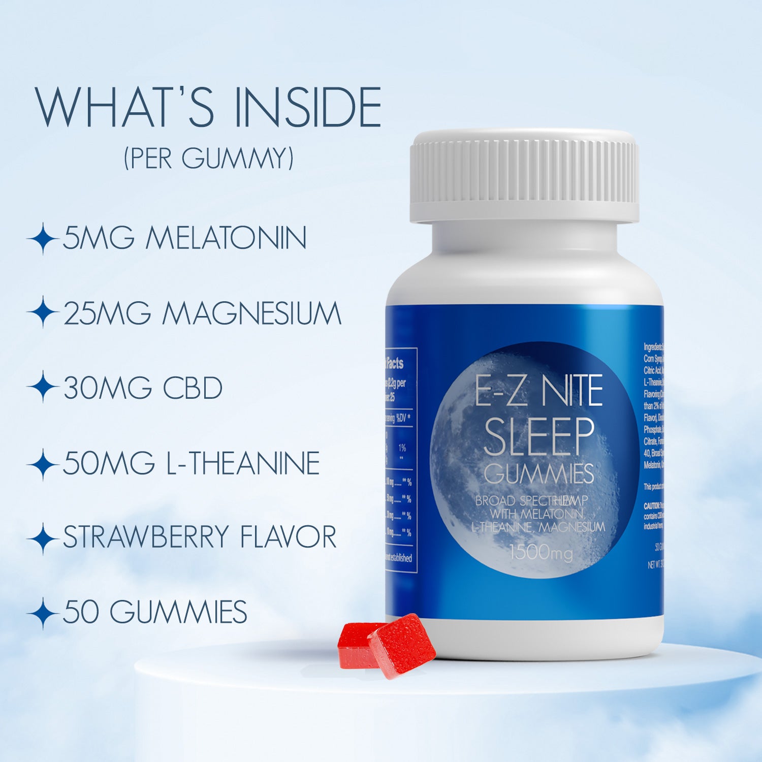 E-Z Nite Sleep CBD+Melatonin Gummies 1500mg (50ct)