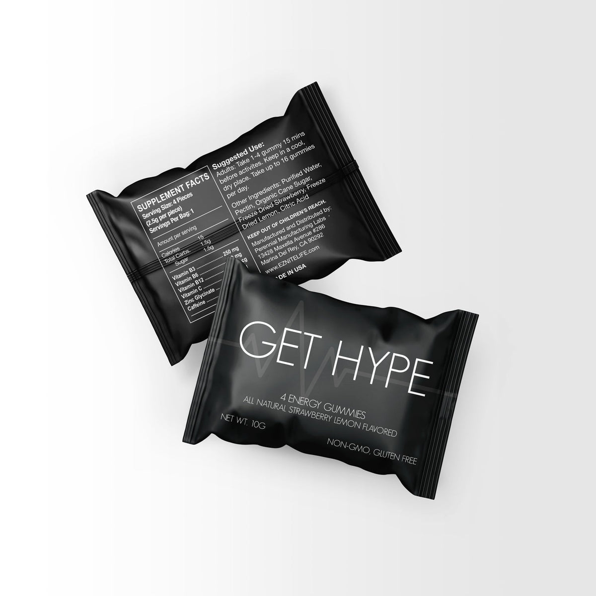 GET HYPE Energy Vegan Gummies – All Natural, Non-GMO, Gluten-Free, Pack of 12
