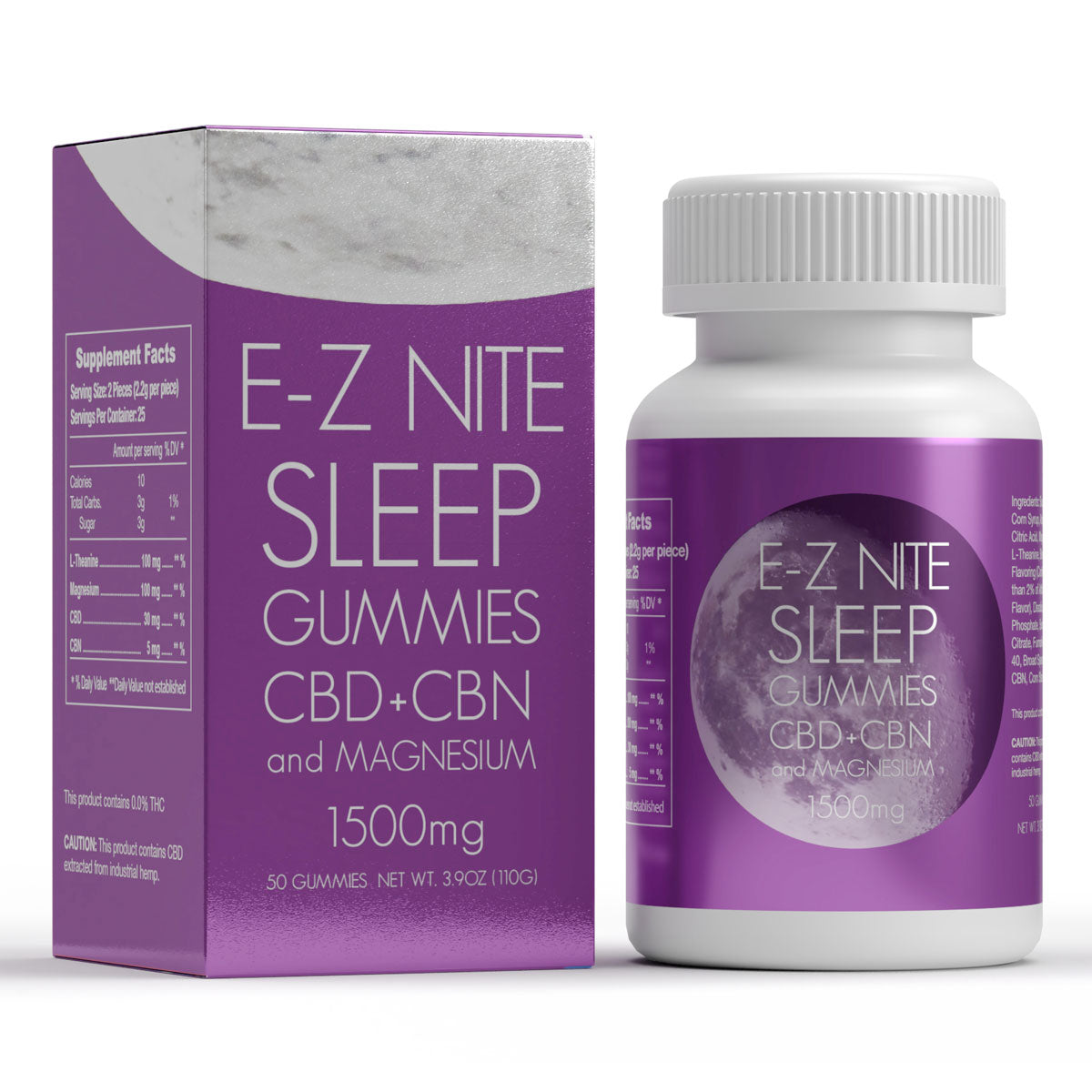 E-Z Nite CBD+CBN with Magnesium and L-Theanine Gummies 1500mg (50ct)